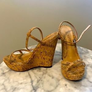 Schutz Natural Cork Ankle Strap Wedge